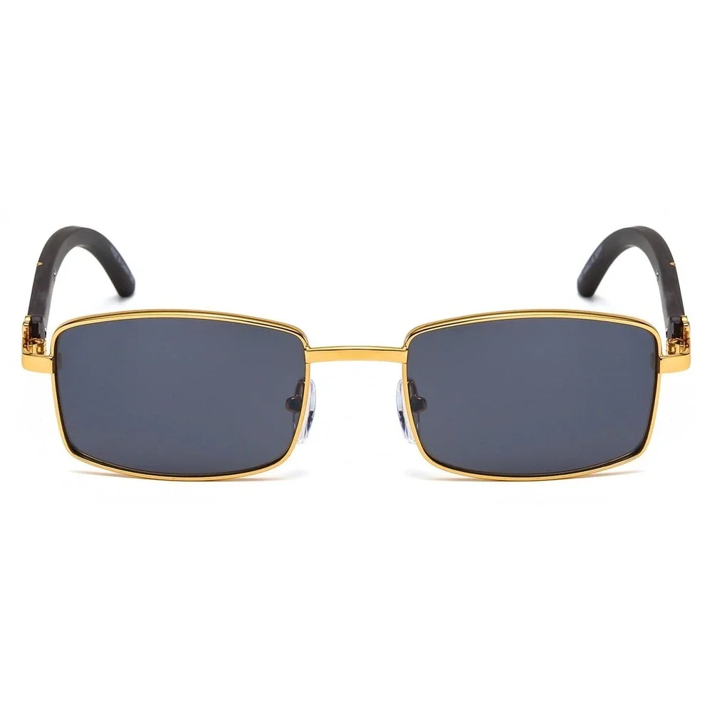 Mens Gold Frame Rectangle Sunglasses Fashion Modern Style Sun Glasses Shades New